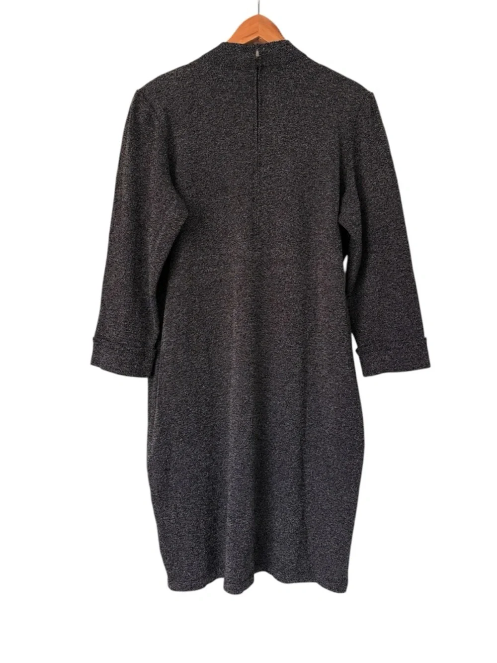 𝅺TOULA Vintage Wool Blend Sweater Dress Cuffed Sleeve Hand Knit Grey *FLAW* - Picture 12 of 16